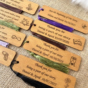 Custom Wooden Bookmarks for Wedding - Rustic Bookmarks Favors image 10