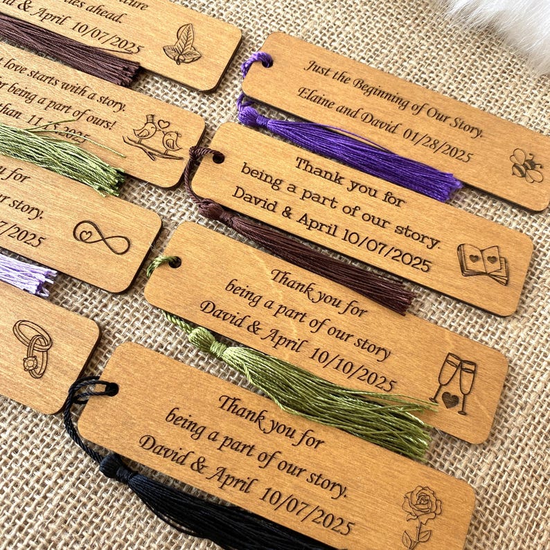 Custom Wooden Bookmarks for Wedding - Rustic Bookmarks Favors image 10