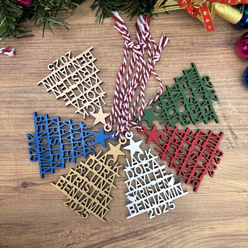 Family Christmas Ornament 2025, 2025 Personalized 3D Ornament With