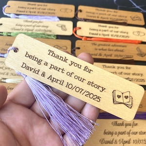 Custom Wooden Bookmarks for Wedding - Rustic Bookmarks Favors image 8