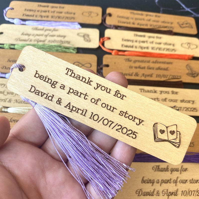 Custom Wooden Bookmarks for Wedding - Rustic Bookmarks Favors image 8