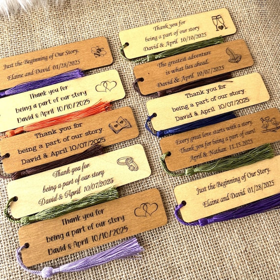 Custom Wooden Bookmarks for Wedding - Rustic Bookmarks Favors
