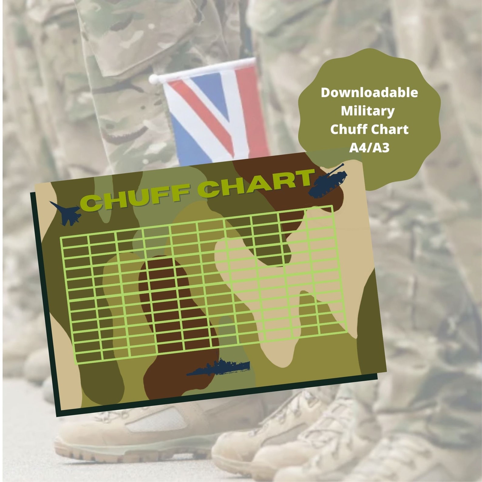 Military Chuff Chart Countdown Chart Camouflage Printable Etsy UK