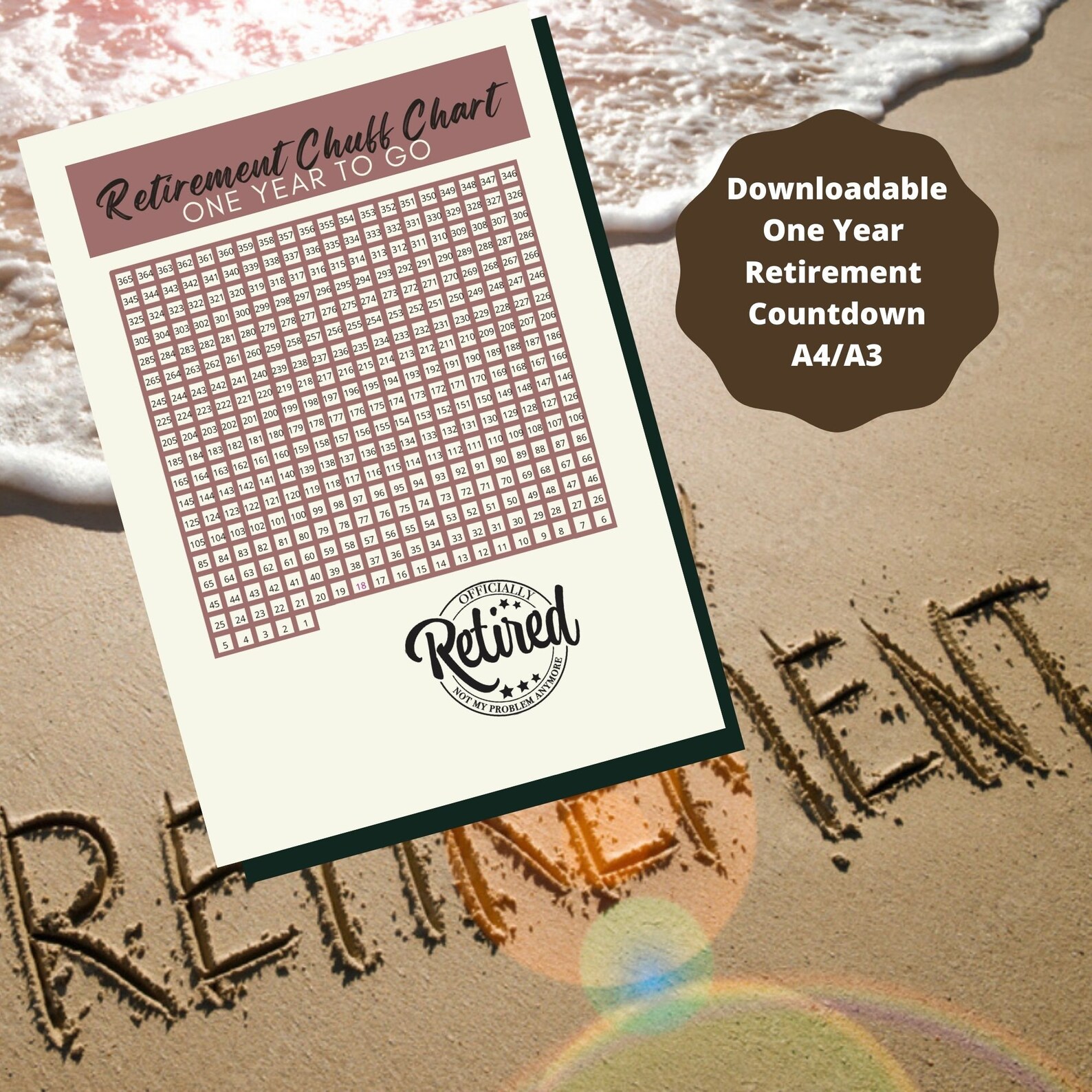 Chuff Countdown to Retirement Chart Download Printable A4 Etsy