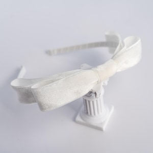 White Velvet Bow Headband | Minimalist Wedding Headband | Slim Headband | Multiple colors | Made to Order