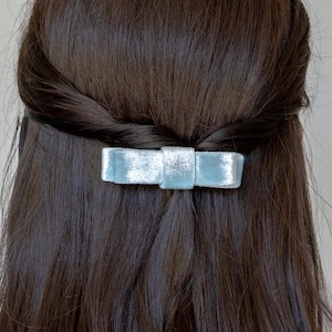 Blue Velvet Tailored Bows Upscale Velvet Bow Barrette Gift for Best Friends Party Favor Cute Gift for Daughter Something Blue Bow Set