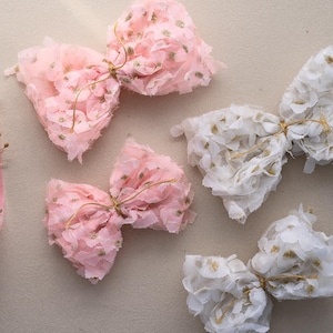 Jumbo white gold floral lace double Mia hair bow | special occasion | gift for her