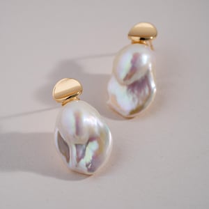 Large Baroque Pearl Stud Earrings Gold Minimalist Earrings Statement Pearl Earrings Unique Pearl Jewelry Gift for Her Elegant Pearl Studs