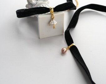 Collana Choker In Velluto Nero Clataly Con Perle Finte – Gioiello Gotico Vintage Per Donne E Ragazze