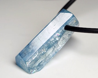 Aquamarine pendant crystal Natural Blue Beryl 18K gold lock Gemstone Necklace Mens Unisex Jewelry March Gift Anniversary Jewelry