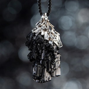 Zwarte toermalijn ketting zilveren hanger natuurlijke schorl kristal edelsteen toermalijn fijne sieraden unisex juwelen bescherming ketting voor vrouw