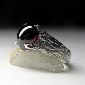 Almandine ring silver Natural Organic Red Garnet Sterling Silver Fine Jewelry Gift For Her Him 6.5 US vintage