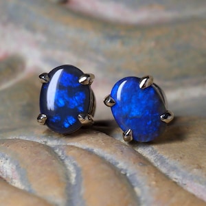 Neon Opal studs silver earrings, Australian Opal jewelry, natural genuine opal, anniversary gift ideas, best friend gift, for accountant