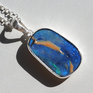 NEW Blue Opal necklace 925 sterling silver 25016