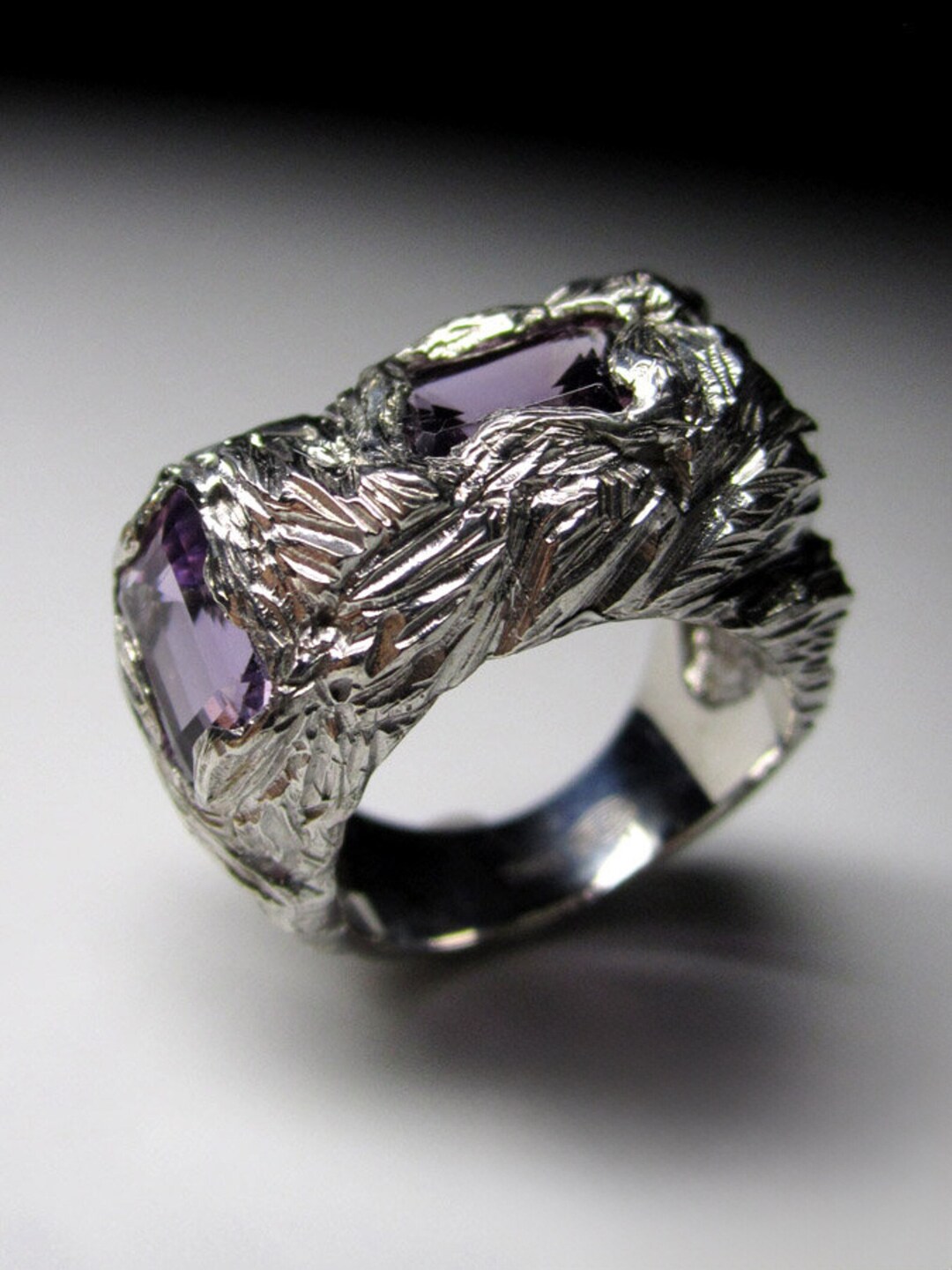Big Amethyst Ring Silver Mens Statement Jewels Natural Purple Violet ...