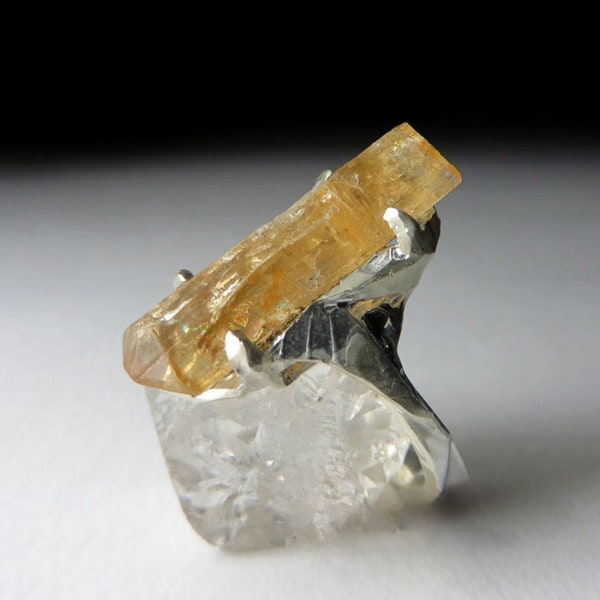 Topaz Imperial Ring Silver, Big Natural Yellow Topaz, Crystal Gemstone Fine Unisex Jewellery, silber topas ring