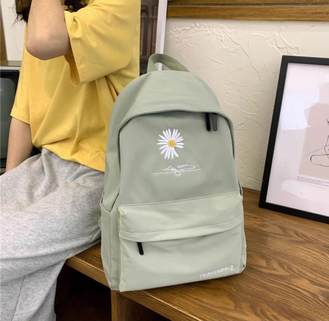 Daisy Flower School Backpack Large Capacity Nylon Casual Women Etsy UK