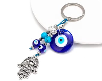 Fatima Nazar Boncuk Keychain Pendant Evil Eye Blue Glass Jewelry Round Glass Pendant Blue Evil Eye Good Luck Charm Türkiye