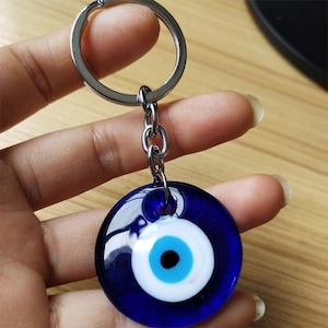 Nazar Boncuk Keychain Pendant Evil Eye Blue Glass Jewelry Round Glass Pendant Blue Evil Eye Good Luck Charm Türkiye Round