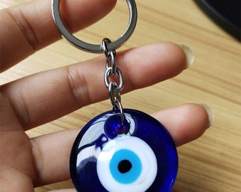 Nazar Boncuk Keychain Pendant Evil Eye Blue Glass Jewelry Round Glass Pendant Blue Evil Eye Lucky Lucky Charm Türkiye Round