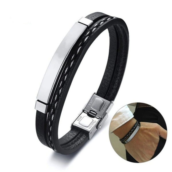 Leder Armband für Damen und Herren Armbänder Anhänger Männer Frauen Unisex Schmuck Runder Trend Schwarz Gold Silber Kunstleder Nazar Armreif