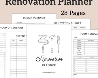 Home Renovation Planner Printable, Home Remodel Planner, Black & White Edition PDF – DOWNLOAD