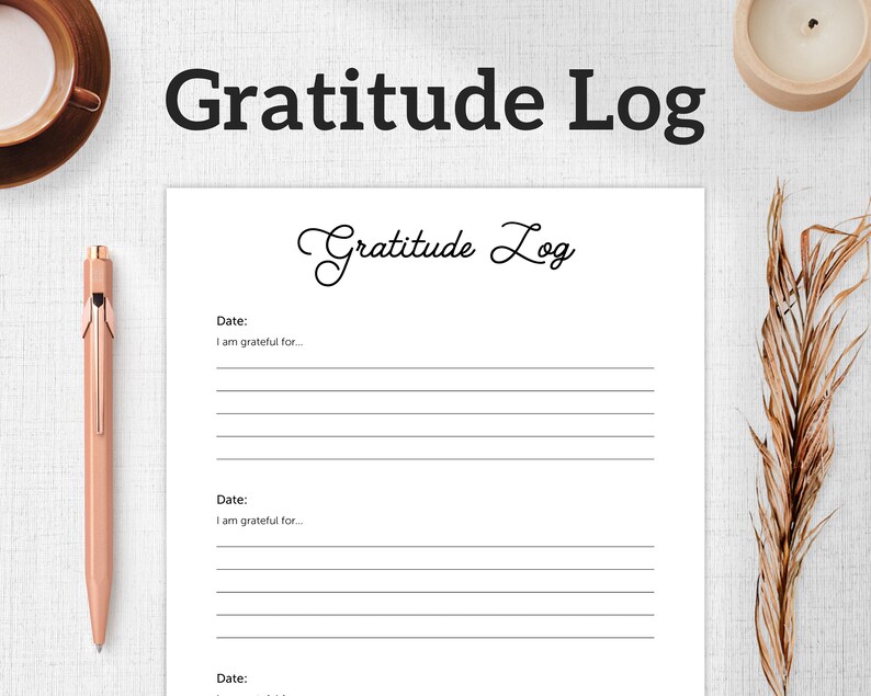Gratitude Log Printable Daily Gratitude Journal PDF - Etsy