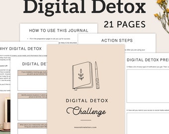 Digital Detox Challenge, Social Media Detox Planner with Printable Journal Pages, PDF – DOWNLOAD