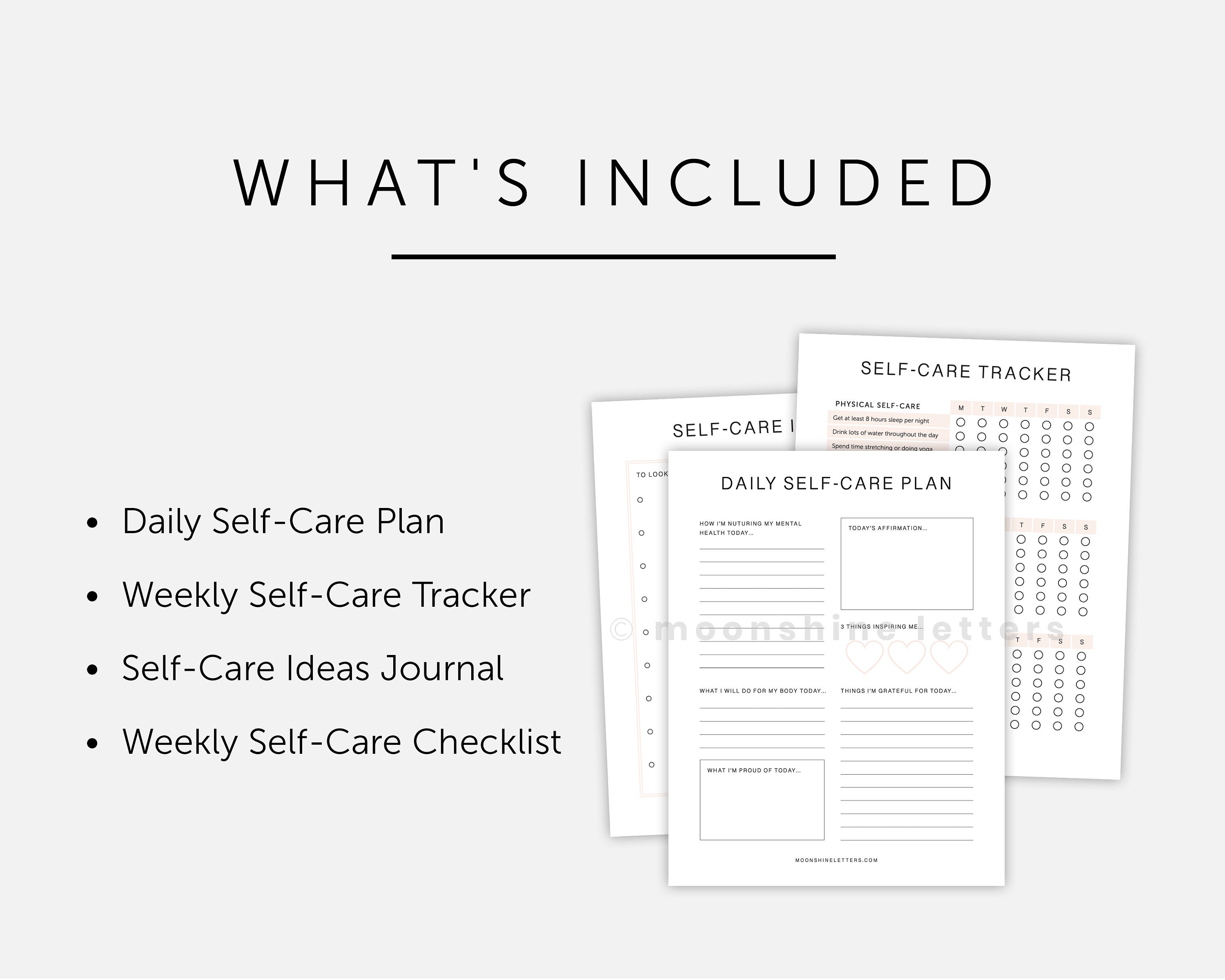 Daily Self Care Planner Printable With Checklist and Mood Tracker, PDF ...