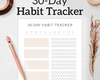30 Day Challenge, Habit Tracker Printable, PDF – DOWNLOAD