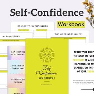 Self Confidence Workbook, Printable Self Esteem Worksheets with Journal Pages & Affirmation Cards, PDF – DOWNLOAD