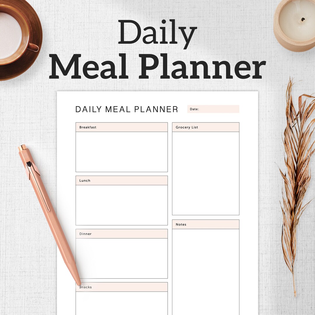 Daily Meal Planner Printable, PDF DOWNLOAD - Etsy