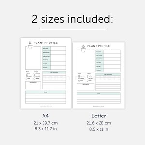 Plant Profile Card Template with Plant Care Instructions, Printable PDF – DOWNLOAD image 2