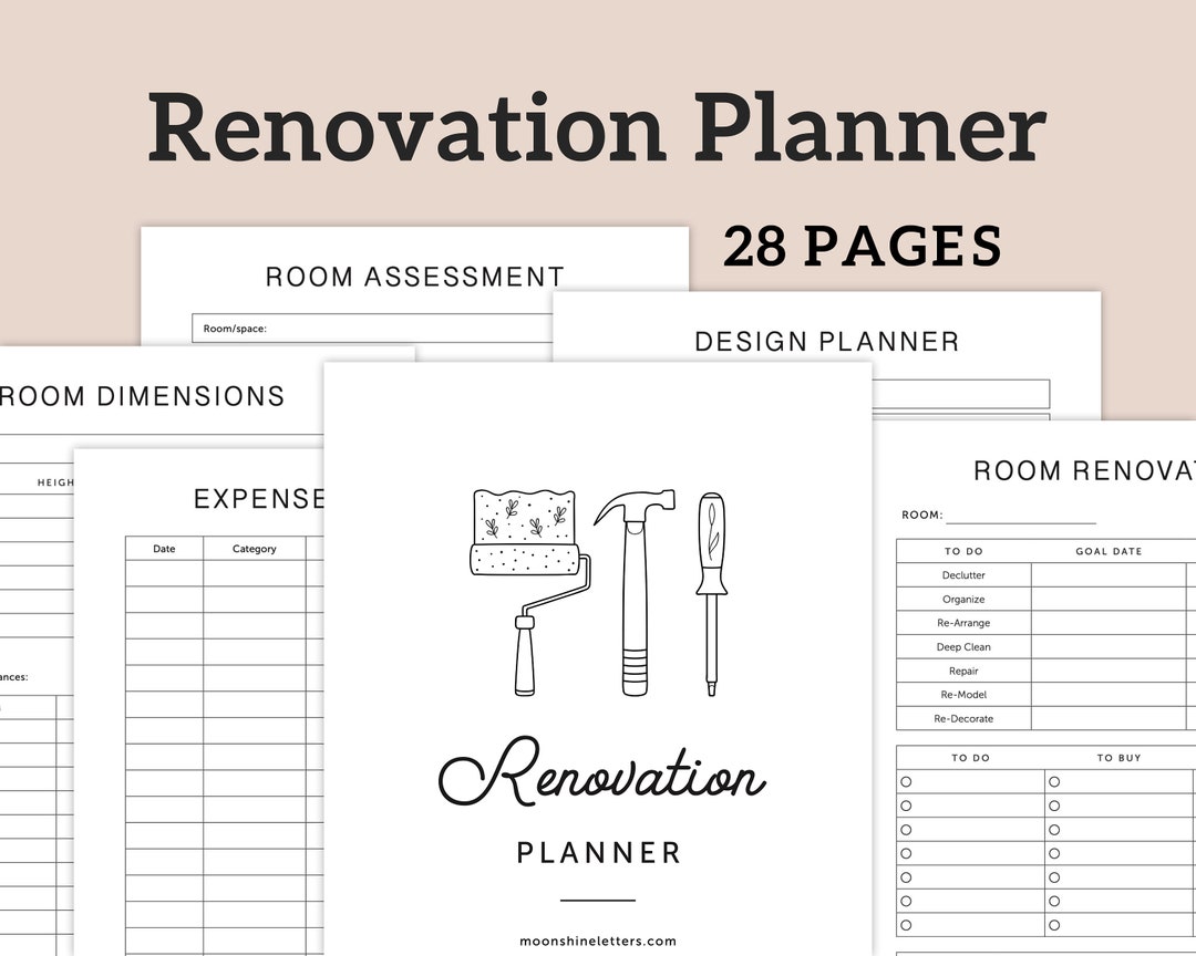 Home Renovation Planner Printable Home Remodel Planner Black - Etsy