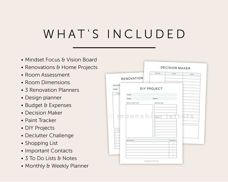 Home Renovation Planner Printable Home Remodel Planner PDF Etsy