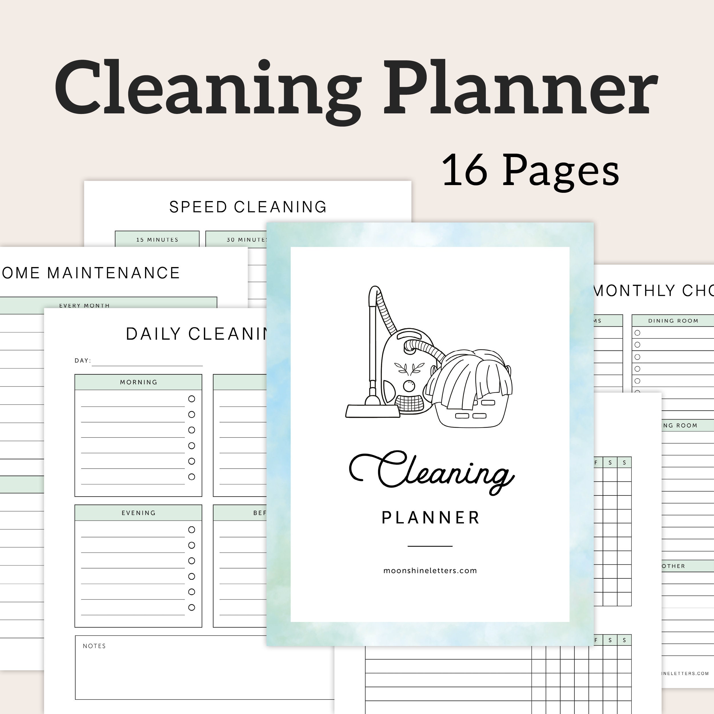 Cleaning Planner Printable, Daily Weekly Monthly Seasonal Cleaning ...
