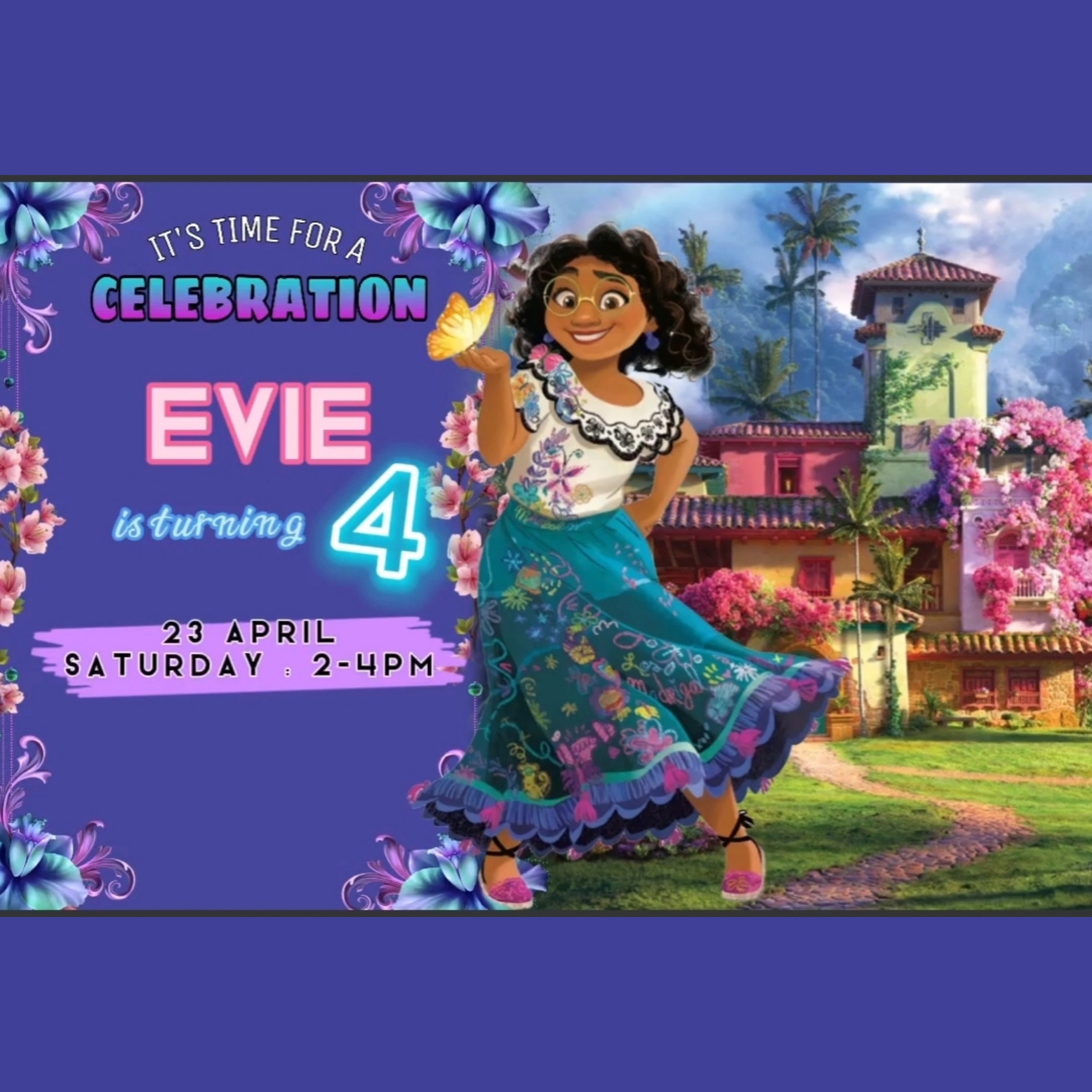 Animated Encanto Birthday Party Video Invitation Mirabel Isabela Luisa Bruno Antonio Camilo Pepa Dolores Kids Invite Digital File Download