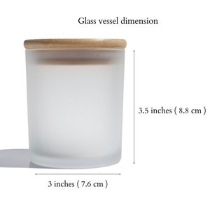 Pack of 12. Frosted Candle Jar 10 Oz with Bamboo lids for Candle making. Plus 12 Warning labels.
