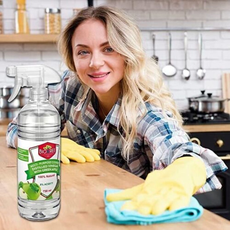 2 X 750ml Biotree, Extra Strong 8% Distilled White Vinegar Multi-purpose Cleaner With Green Apple and Citrus Scent image 3