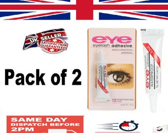 2X Eye Eyelash Glue Dark Waterproof Strong 7g Adhesive Makeup False Eye Lash Glue FREE Postage UK Seller Pack of 2