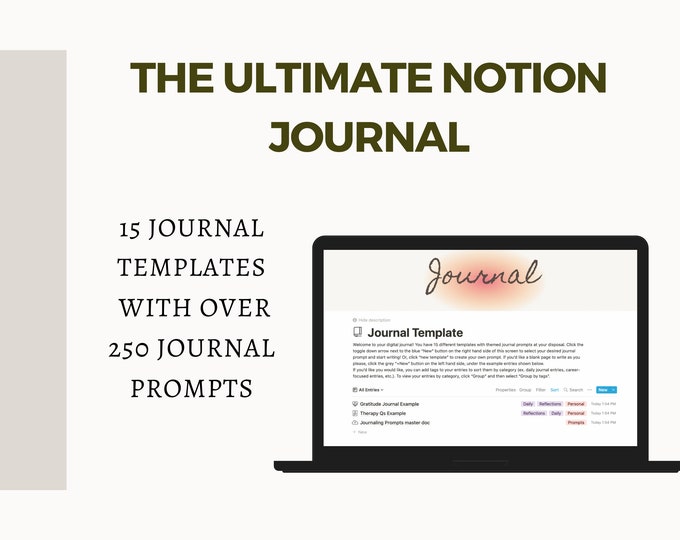 Notion Journal Template Guided Journal Notion Template - Etsy
