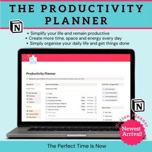 Productivity Planner Notion Template, Work & Business Productivity Planner Notion, To-Do&#39;s, Goals, Achievements, All in One Notion Dashboard