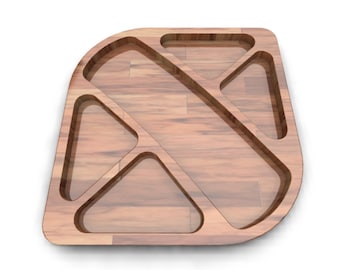 Servierplatte cnc, Servierplatte, CNC-Datei für Holz, Fächerschale, Snackschale, Vektordatei, Vektorplan, DXF, SVG, cnc-Datei