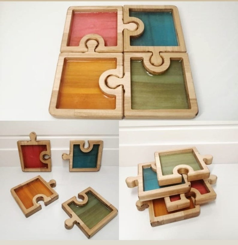 Puzzle Serving Plate Svg, Serving Tray Cnc, Vector Plan, Cut, DXF, Kids