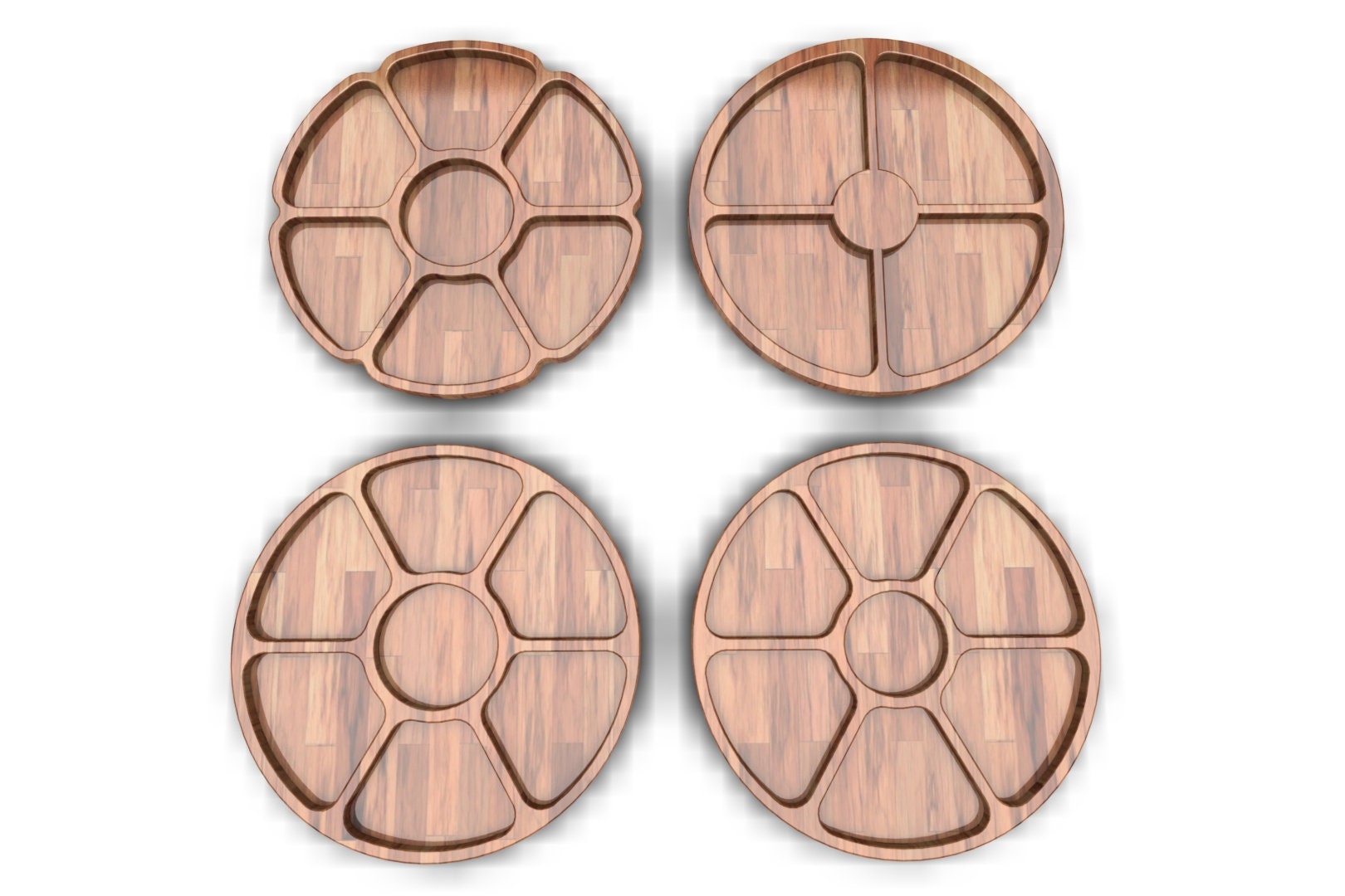 Serving plate cnc, Vector plan, Vector file, DXF, SVG, cnc file for wood, compartmental dish, Food snack tray, serving tray, plate, cnc file