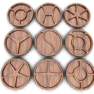 Piatto da portata cnc, Vassoio per snack, Piatto a scomparti, File vettoriale, Vassoio da portata, File cnc per legno, Piano vettoriale, File cnc, DXF, SVG, CDR