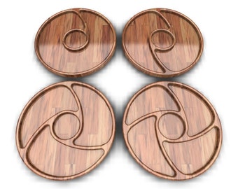Serviertablett cnc, unterteilte Schale, Servierplatte, Food Snack-Tablett, Vektordatei, Vektorplan, DXF, CNC-Datei für Holz, SVG, Platte, Cnc-Datei