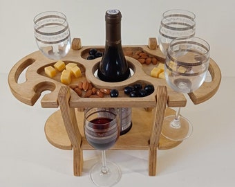 Wine Serving Tray (3 in 1) files, vector files, Wine holder, Wood Wine Table DXF, Portable Wine Rack, Wine and Glass Shelf, Table for Wine