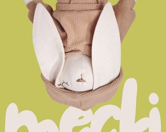 Handcrafted Heirloom Bunny -slow-made, aesthetic soft toy, rag doll, bunny, quirky toys for kids or babies, unique gift, nursery