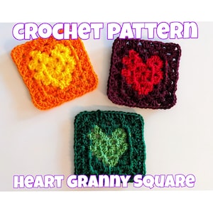 Patrón de crochet Heart Grandma Square PDF / Patrón de crochet para principiantes